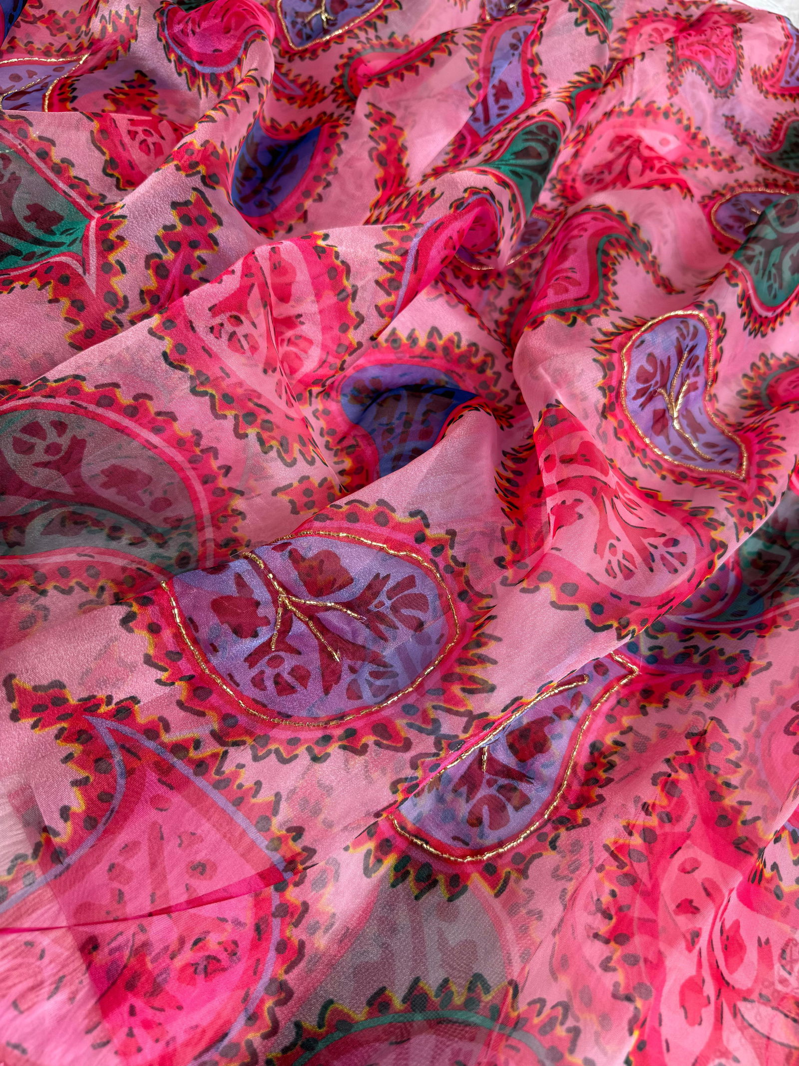Mc Handwork Printed Soft Organza Party Wear Sarees Wholesale Price In Surat